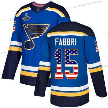 Herren Blaus #15 Robby Fabbri Heimtrikots Authentisch USA Flag Stanley Cup Champions Strickerei Hockey Trikots – Blau