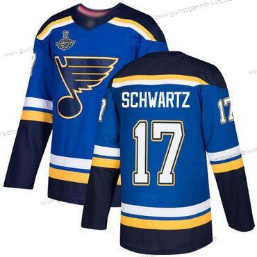 Herren Blaus #17 Jaden Schwartz Heimtrikots Authentisch Stanley Cup Champions Strickerei Hockey Trikots – Blau