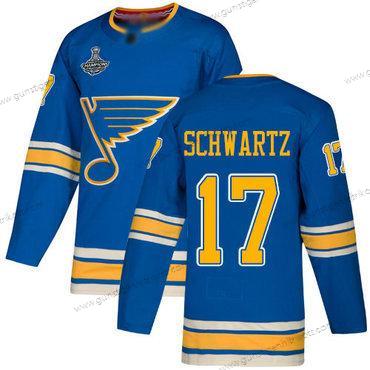 Herren Blaus #17 Jaden Schwartz ersatzweise Authentisch Stanley Cup Champions Strickerei Hockey Trikots – Blau