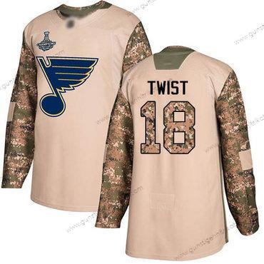 Herren Blaus #18 Tony Twist Authentisch 2017 Veterans Day Stanley Cup Champions Strickerei Hockey Trikots – Tarnfarbe