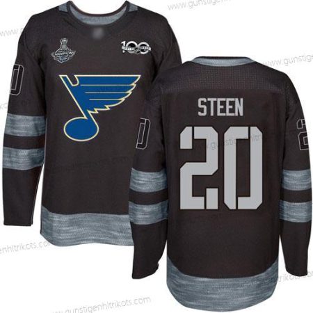 Herren Blaus #20 Alexander Steen 1917-2017 100th Jahrestag Stanley Cup Champions Strickerei Hockey Trikots – Schwarz