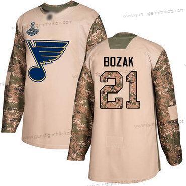 Herren Blaus #21 Tyler Bozak Authentisch 2017 Veterans Day Stanley Cup Champions Strickerei Hockey Trikots – Tarnfarbe