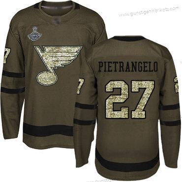 Herren Blaus #27 Alex Pietrangelo Salute to Service Stanley Cup Champions Strickerei Hockey Trikots – Grün