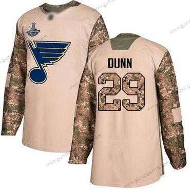 Herren Blaus #29 Vince Dunn Authentisch 2017 Veterans Day Stanley Cup Champions Strickerei Hockey Trikots – Tarnfarbe