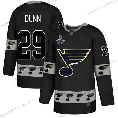 Herren Blaus #29 Vince Dunn Authentisch Team Logo Stanley Cup Champions Strickerei Hockey Trikots – Schwarz