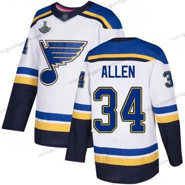 Herren Blaus #34 Jake Allen Road Authentisch Stanley Cup Champions Strickerei Hockey Trikots – Weiß