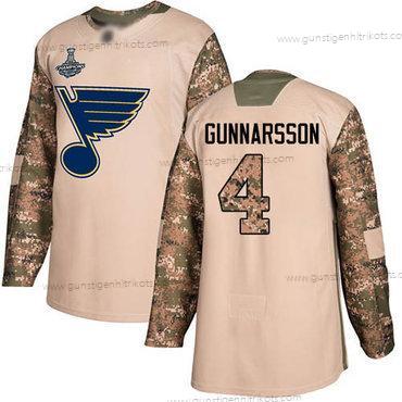 Herren Blaus #4 Carl Gunnarsson Authentisch 2017 Veterans Day Stanley Cup Champions Strickerei Hockey Trikots – Tarnfarbe