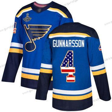 Herren Blaus #4 Carl Gunnarsson Heimtrikots Authentisch USA Flag Stanley Cup Champions Strickerei Hockey Trikots – Blau