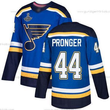 Herren Blaus #44 Chris Pronger Heimtrikots Authentisch Stanley Cup Champions Strickerei Hockey Trikots – Blau