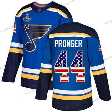 Herren Blaus #44 Chris Pronger Heimtrikots Authentisch USA Flag Stanley Cup Champions Strickerei Hockey Trikots – Blau