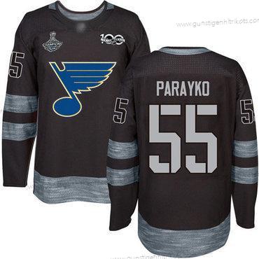 Herren Blaus #55 Colton Parayko 1917-2017 100th Jahrestag Stanley Cup Champions Strickerei Hockey Trikots – Schwarz