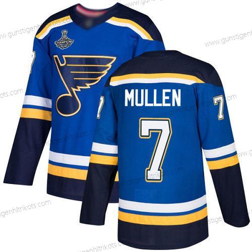 Herren Blaus #7 Joe Mullen Heimtrikots Authentisch Stanley Cup Champions Strickerei Hockey Trikots – Blau