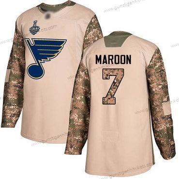 Herren Blaus #7 Patrick Maroon Authentisch 2017 Veterans Day Stanley Cup Final Bound Strickerei Hockey Trikots – Tarnfarbe