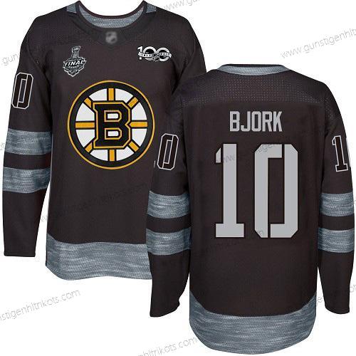 Herren Boston Bruins #10 Anders Bjork 1917-2017 100th Jahrestag 2019 Stanley Cup Final Bound Strickerei Hockey Trikots – Schwarz