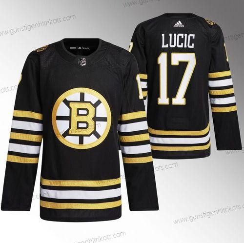 Herren Boston Bruins #17 Milan Lucic 100th Jahrestag Strickereistitched Trikots – Schwarz