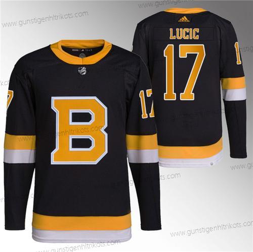 Herren Boston Bruins #17 Milan Lucic Heimtrikots Breakaway Strickerei Trikots – Schwarz