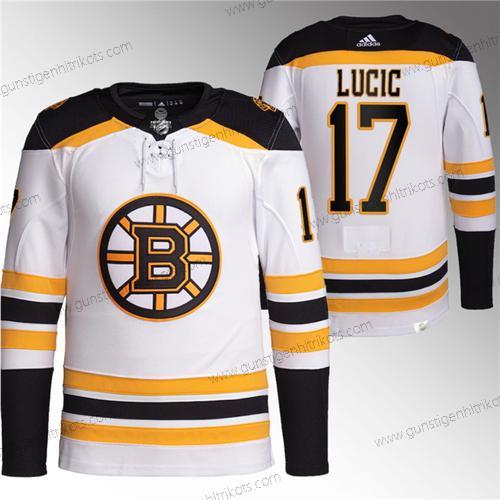 Herren Boston Bruins #17 Milan Lucic Strickerei Trikots – Weiß