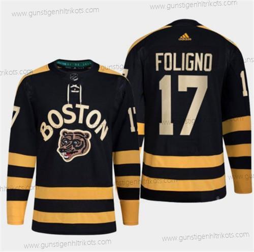 Herren Boston Bruins #17 Nick Foligno Klassisch Primegreen Strickerei Trikots – Schwarz