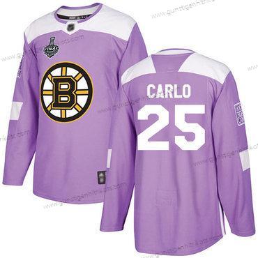 Herren Boston Bruins #25 Brandon Carlo Authentisch Bekämpft Krebs 2019 Stanley Cup Final Bound Strickerei Hockey Trikots – Lila