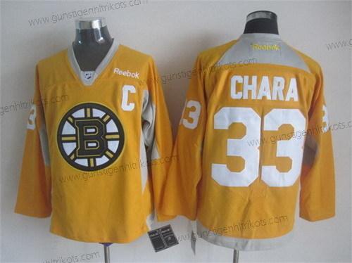 Herren Boston Bruins #33 Zdeno Chara 2014 Training Trikots – Gelb