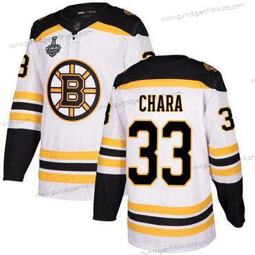 Herren Boston Bruins #33 Zdeno Chara Road Authentisch 2019 Stanley Cup Final Bound Strickerei Hockey Trikots – Weiß