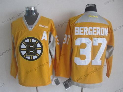 Herren Boston Bruins #37 Patrice Bergeron 2014 Training Trikots – Gelb