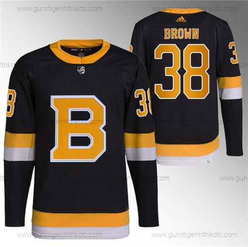 Herren Boston Bruins #38 Patrick Brown Heimtrikots Breakaway Strickerei Trikots – Schwarz