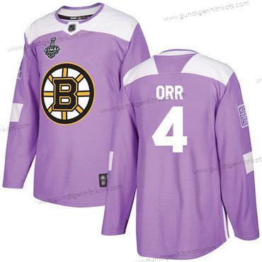 Herren Boston Bruins #4 Bobby Orr Authentisch Bekämpft Krebs 2019 Stanley Cup Final Bound Strickerei Hockey Trikots – Lila