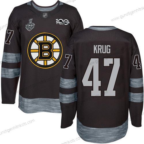 Herren Boston Bruins #47 Torey Krug 1917-2017 100th Jahrestag 2019 Stanley Cup Final Bound Strickerei Hockey Trikots – Schwarz