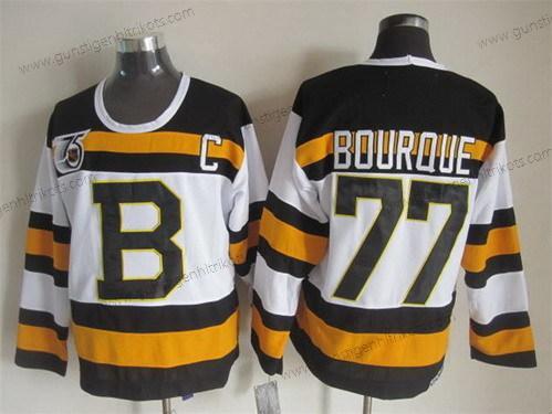 Herren Boston Bruins #77 Ray Bourque 75Th Retro CCM Trikots – Weiß