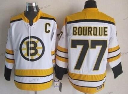 Herren Boston Bruins #77 Ray Bourque Retro CCM Trikots – Weiß