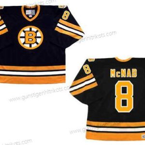 Herren Boston Bruins #8 Peter Mcnab 1978 CCM Vintage Auswärtstrikots NHL Hockey Trikots – Schwarz Gelb