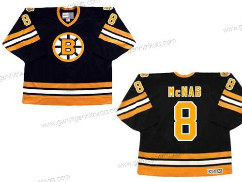 Herren Boston Bruins #8 Peter Mcnab 1978 CCM Vintage Auswärtstrikots NHL Hockey Trikots – Schwarz Gelb