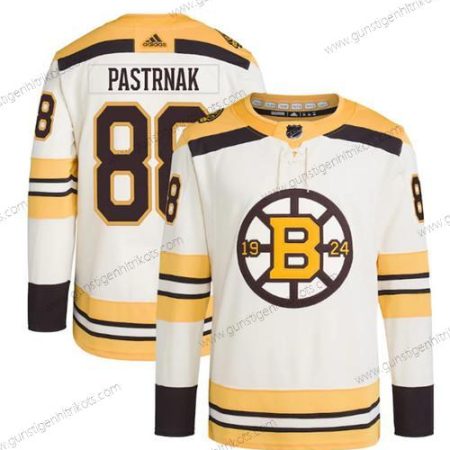 Herren Boston Bruins #88 David Pastrnak 100th Jahrestag Strickerei Trikots – Creme