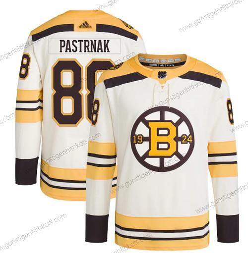 Herren Boston Bruins #88 David Pastrnak 100th Jahrestag Strickerei Trikots – Creme