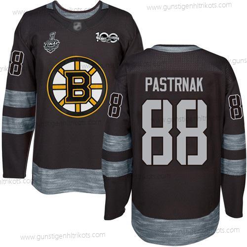 Herren Boston Bruins #88 David Pastrnak 1917-2017 100th Jahrestag 2019 Stanley Cup Final Bound Strickerei Hockey Trikots – Schwarz