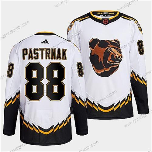 Herren Boston Bruins #88 David Pastrnak 2022 Rückseite Retro Strickerei Trikots – Weiß