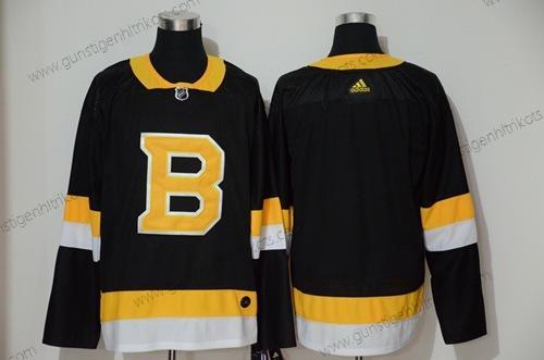 Herren Boston Bruins Leer Retro Authentisch Strickerei Hockey Trikots – Schwarz