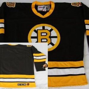 Herren Boston Bruins Leer Retro CCM Trikots – Schwarz