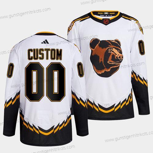 Herren Boston Bruins Personalisiertes 2022 Rückseite Retro Strickerei Trikots – Weiß