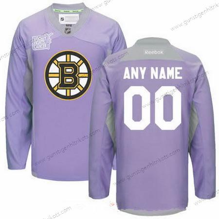 Herren Boston Bruins Personalisiertes Reebok Hockey Bekämpft Krebs Praxis Trikots – Lila Rosa