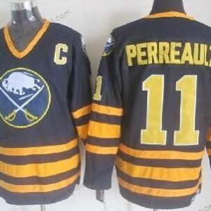 Herren Buffalo Sabres #11 Gilbert Perreault Retro CCM Trikots – Marineblau Blau