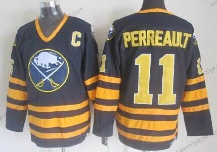 Herren Buffalo Sabres #11 Gilbert Perreault Retro CCM Trikots – Marineblau Blau