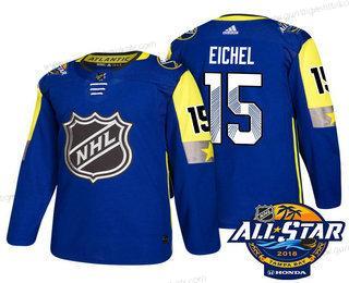 Herren Buffalo Sabres #15 Jack Eichel 2018 NHL All-Star Strickerei Ice Hockey Trikots – Blau