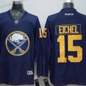 Herren Buffalo Sabres #15 Jack Eichel Denim Fabric Trikots – Marineblau Blau