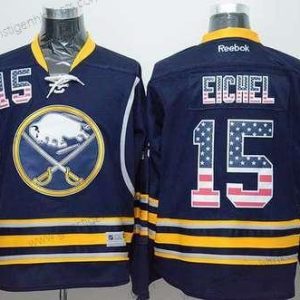 Herren Buffalo Sabres #15 Jack Eichel Heimtrikots USA Flag NHL Reebok Trikots – Marineblau Blau