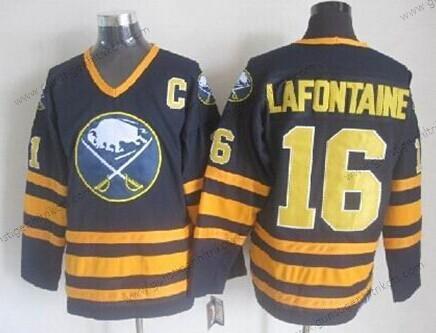 Herren Buffalo Sabres #16 Pat Lafontaine Retro CCM Trikots – Marineblau Blau