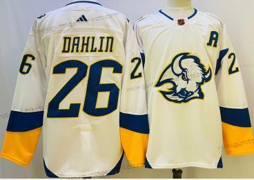 Herren Buffalo Sabres #26 Rasmus Dahlin 2022 Rückseite Retro Authentisch Trikots – Weiß