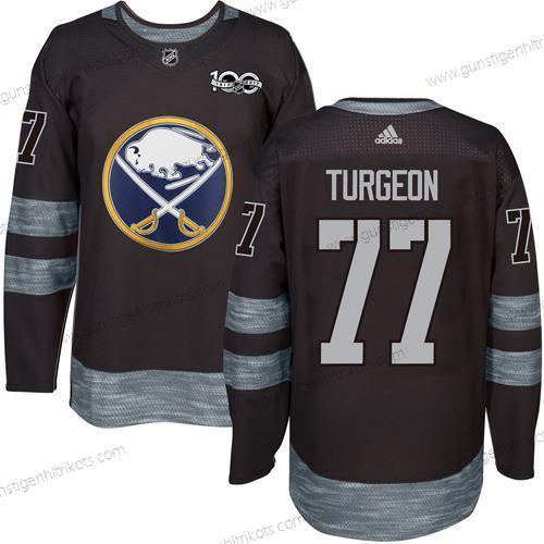 Herren Buffalo Sabres #77 Pierre Turgeon 1917-2017 100th Jahrestag Strickerei NHL Trikots – Schwarz