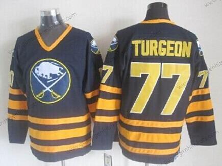 Herren Buffalo Sabres #77 Pierre Turgeon Retro CCM Trikots – Marineblau Blau